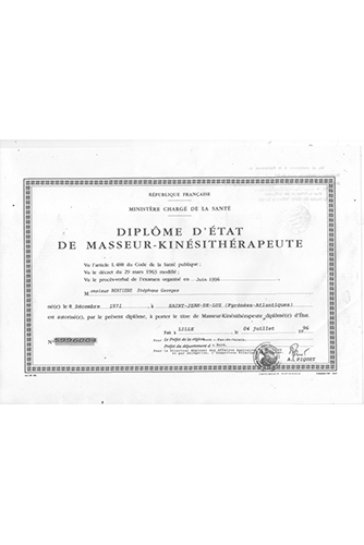 Certificación oficial que habilita como fisoterapeuta en Francia 